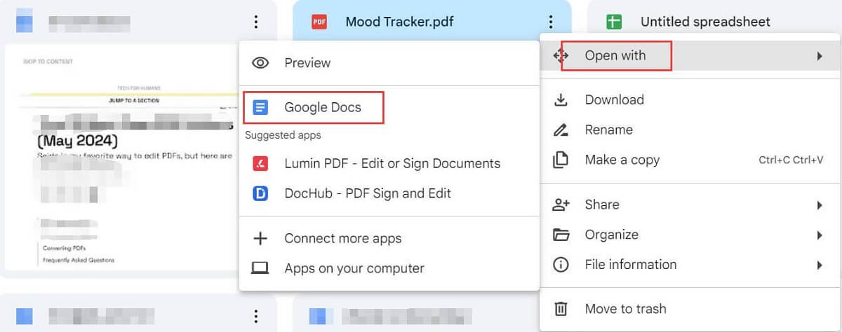 Open the PDF with Google Docs