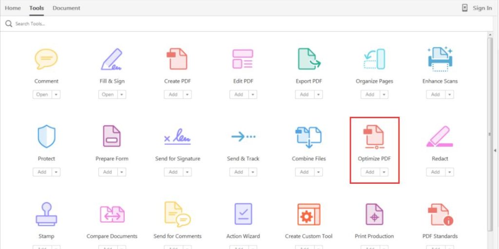 Enter Optimize PDF Mode 