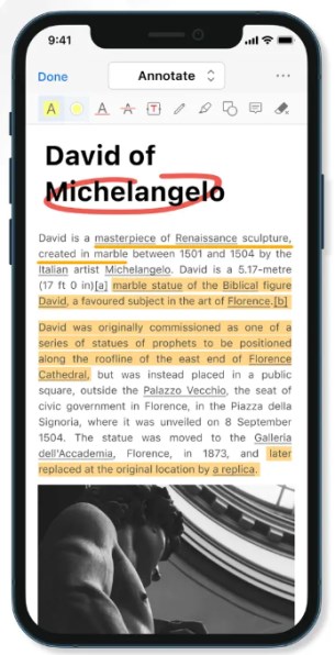 PDFgear UI on iPhone