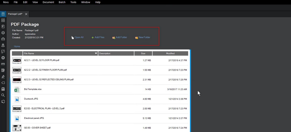 Three methods to import files into Bluebeam