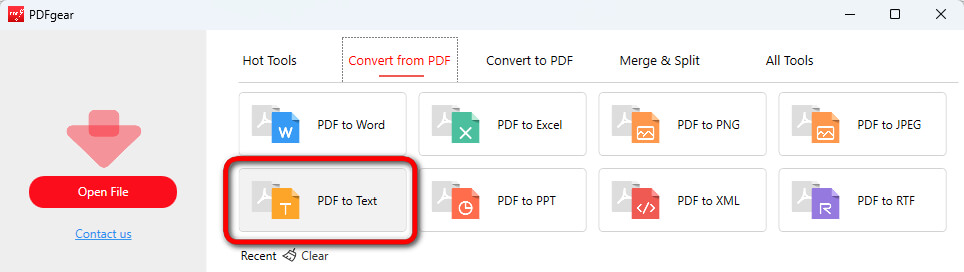PDF to Text Converter in PDFgear