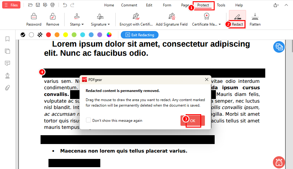 Redact a Bank Statement with PDFgear for Free