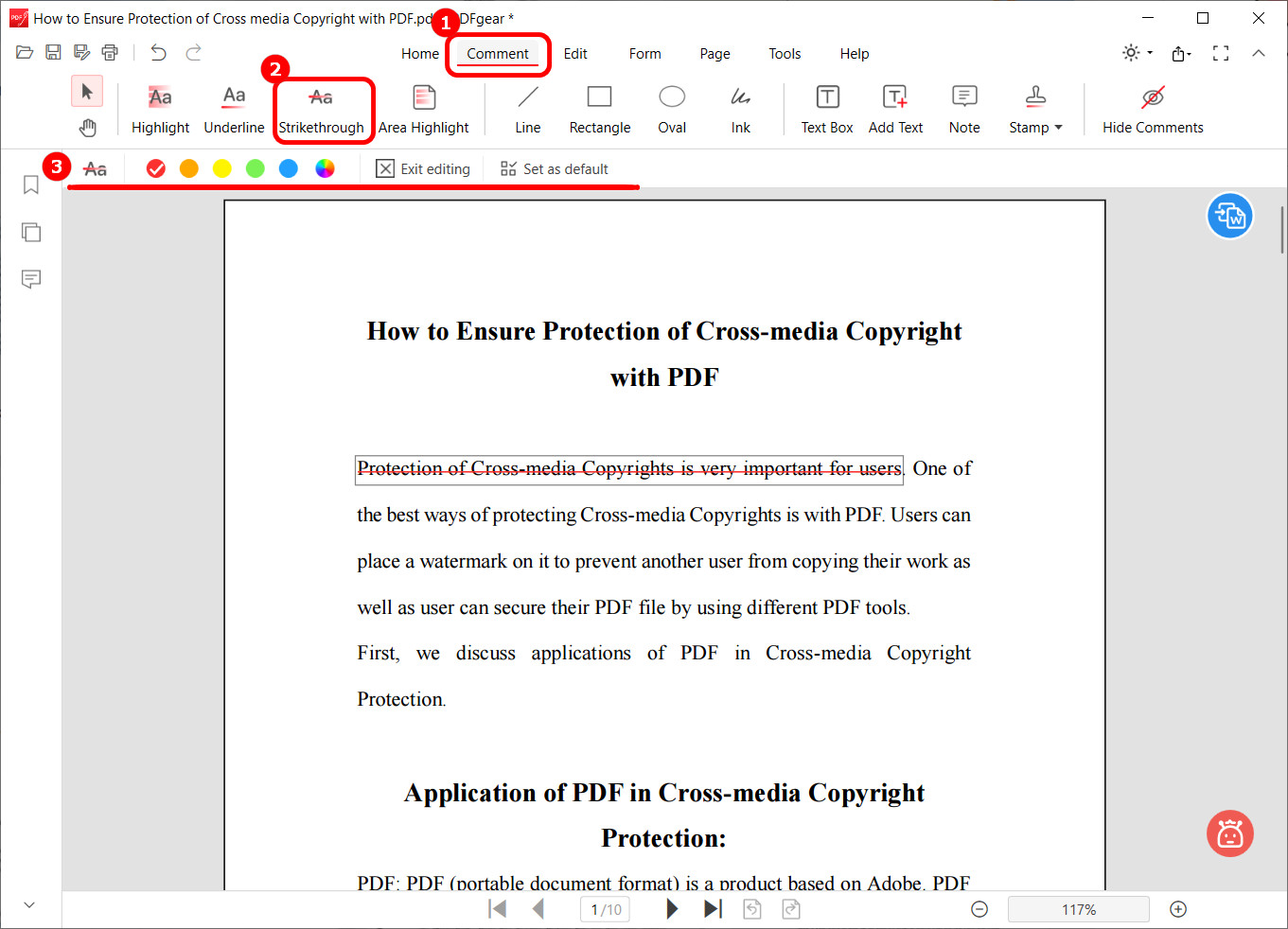 Redline a PDF document with PDFgear