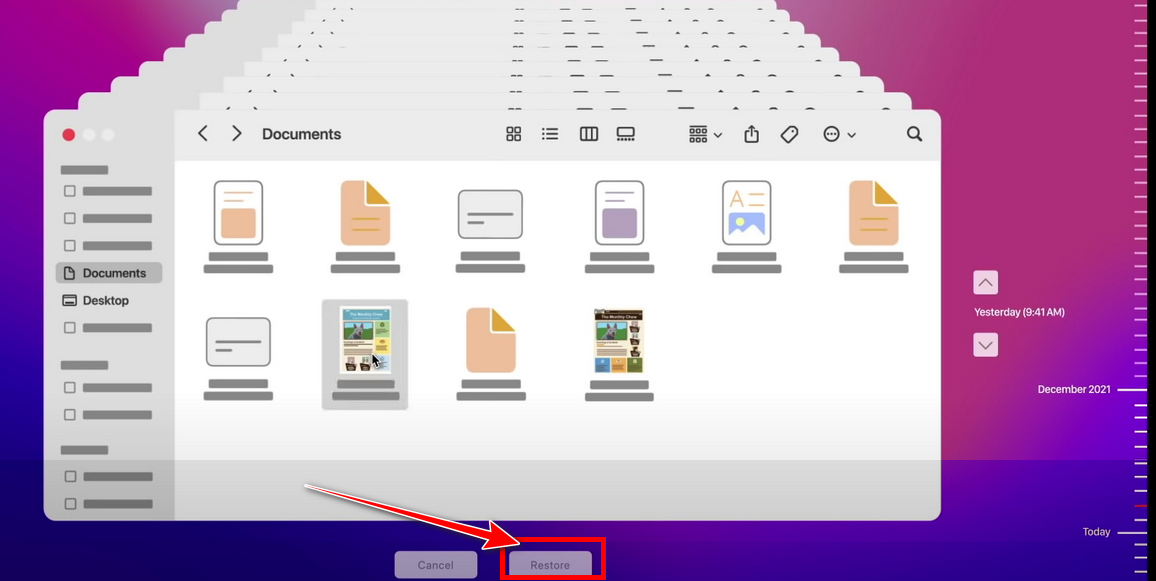 Restore the Deleted PDF with Time Machine