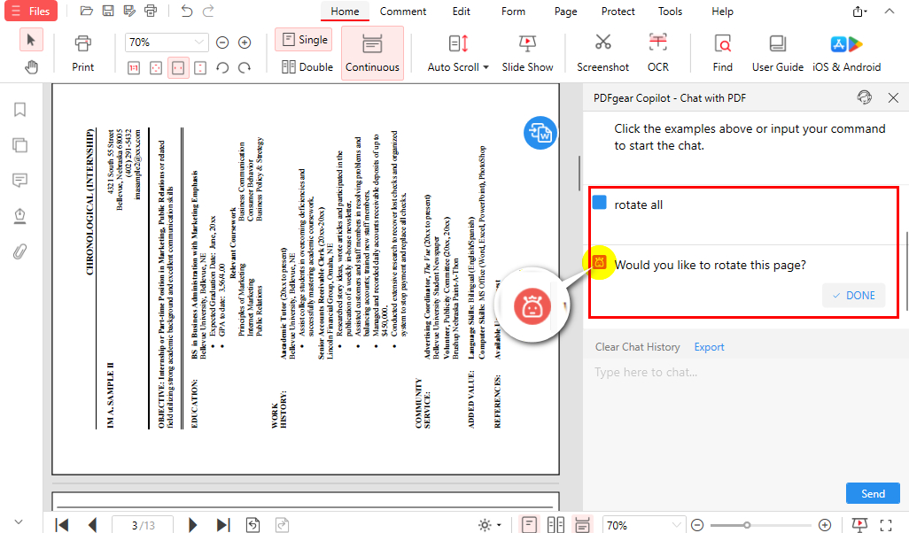 Use PDFgear AI Copilot to Crop and Rotate PDF Quickly