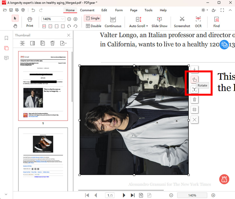 Rotate the Image in PDFgear