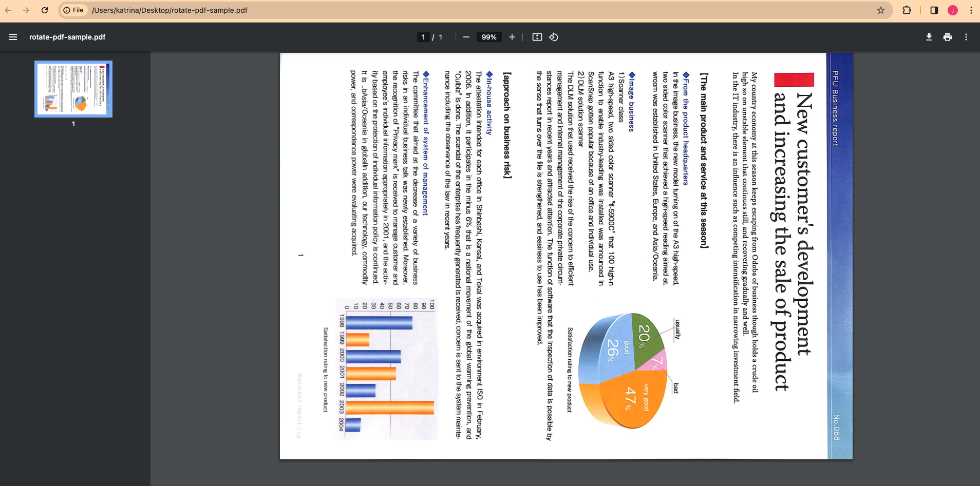 Rotate PDF with Google Chrome