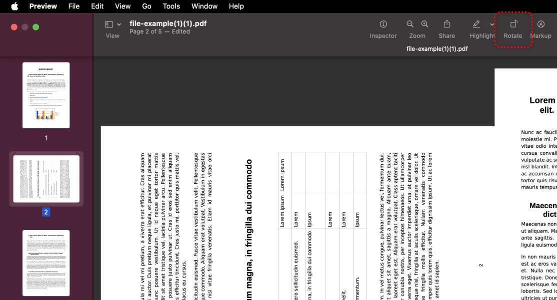Rotate a PDF Page in Preview