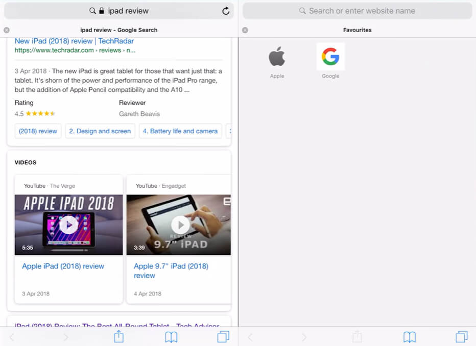 Split View Safari