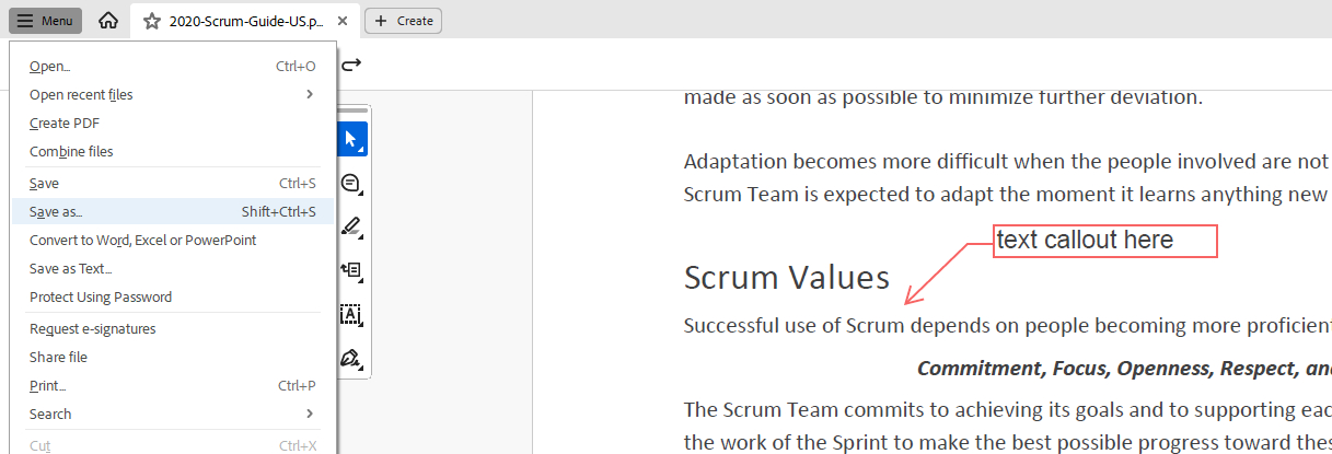 Save PDF with Callout