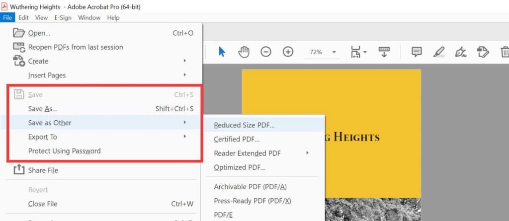 Save the Metadata-free PDF in Adobe Acrobat