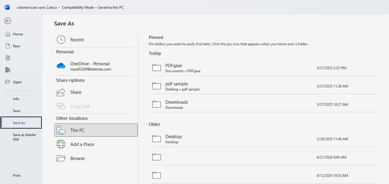 Save Word as PDF