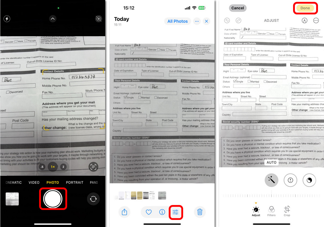 Scan Photos on iPhone with Camera