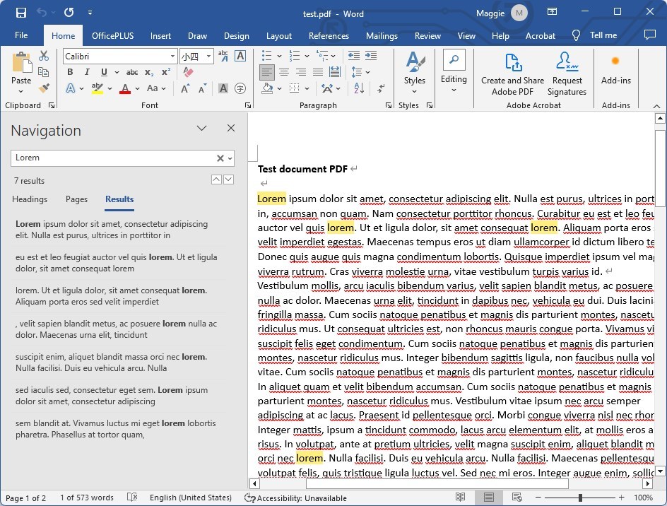 Search Text in Microsoft Word