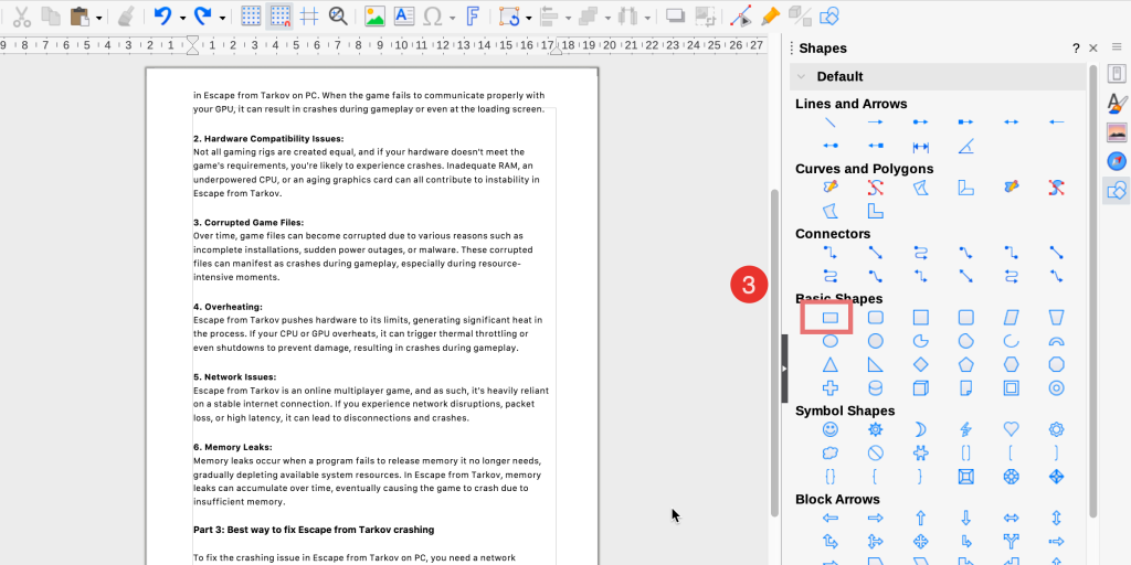 Select Shape in LibreOffice