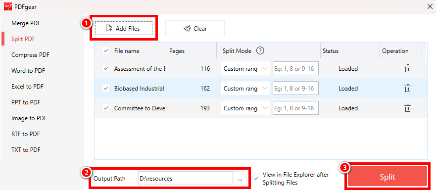 Customize the Split Settings