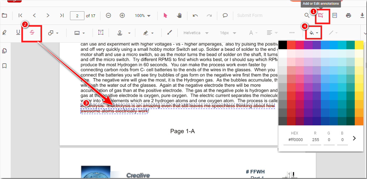 Strikethrough Text in PDFgear Online Editor