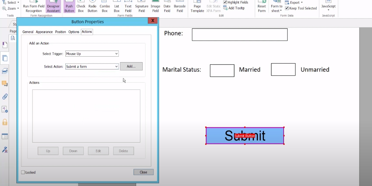 Add SubSubmit Action in Foxit