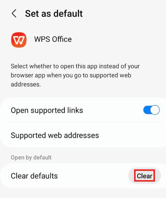 Tap the Clear Button on the Samsung Settings App