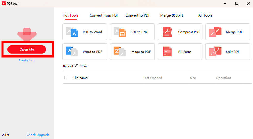 Upload a PDF to PDFgear for Image Rotation