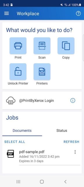 Xerox’s home interface on Android OS