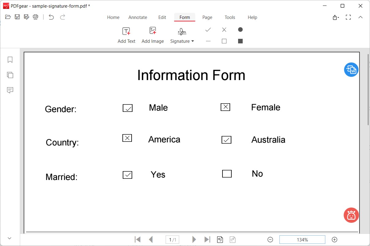 Fill a Form in PDFgear