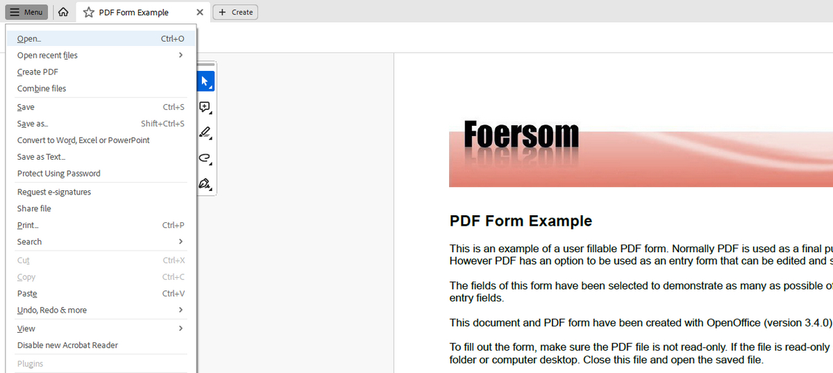 Open PDF Form in Adobe Reader