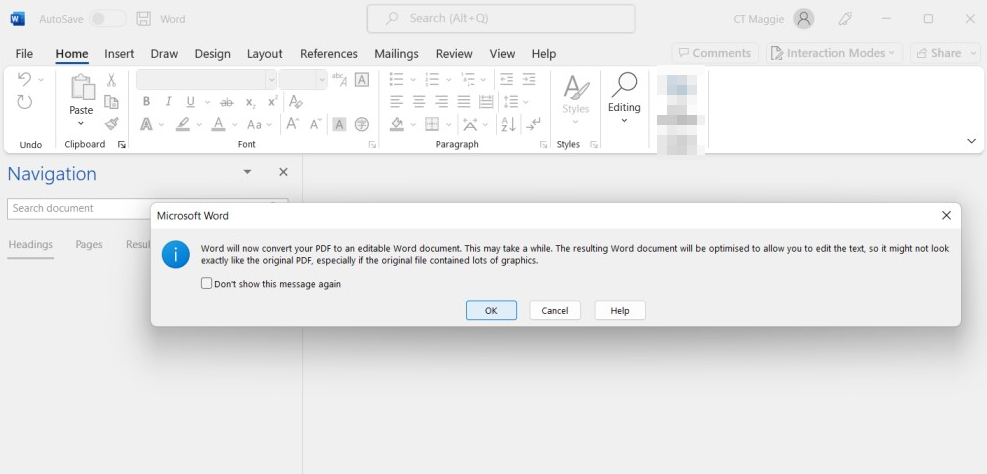 Open PDF on Microsoft Word