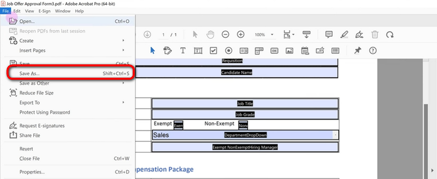 Save PDF with Fillable Text Boxes in Adobe Acrobat