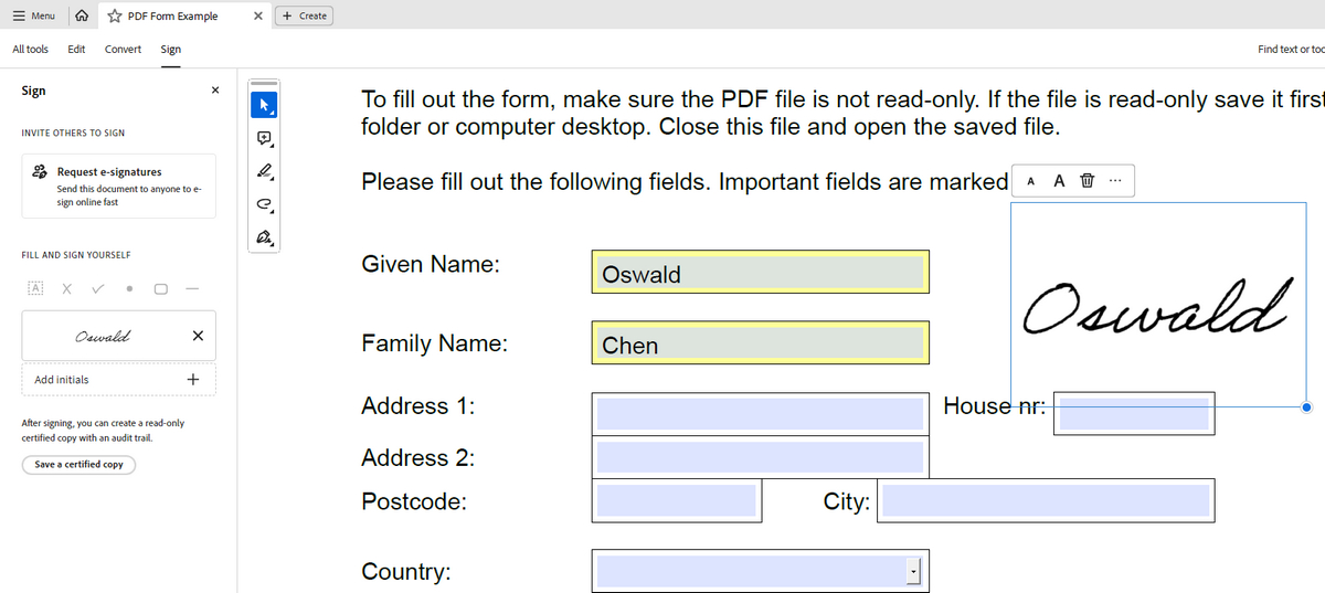 Sign on PDF Forms in Adobe