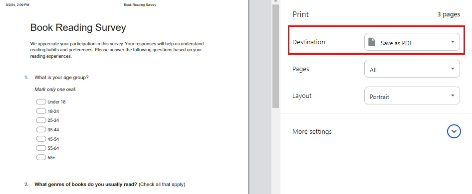 How to Save or Print a Google Form as PDF