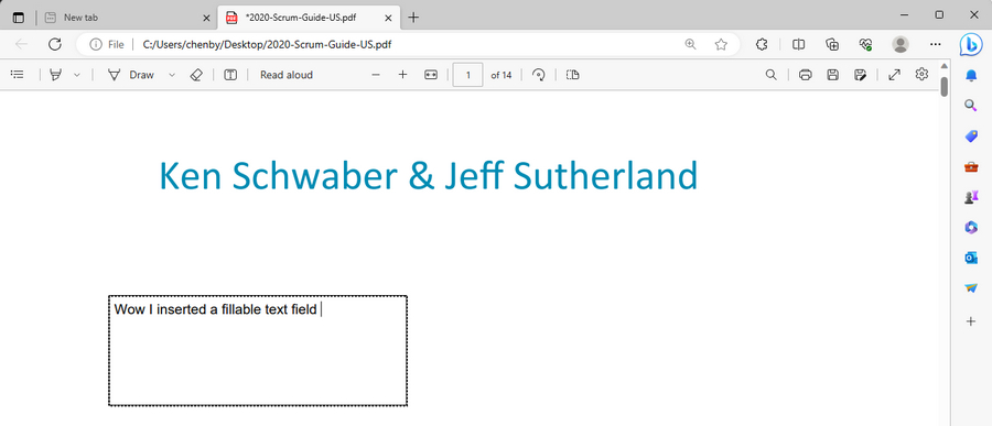 Fill Out PDF Text Boxes in Edge