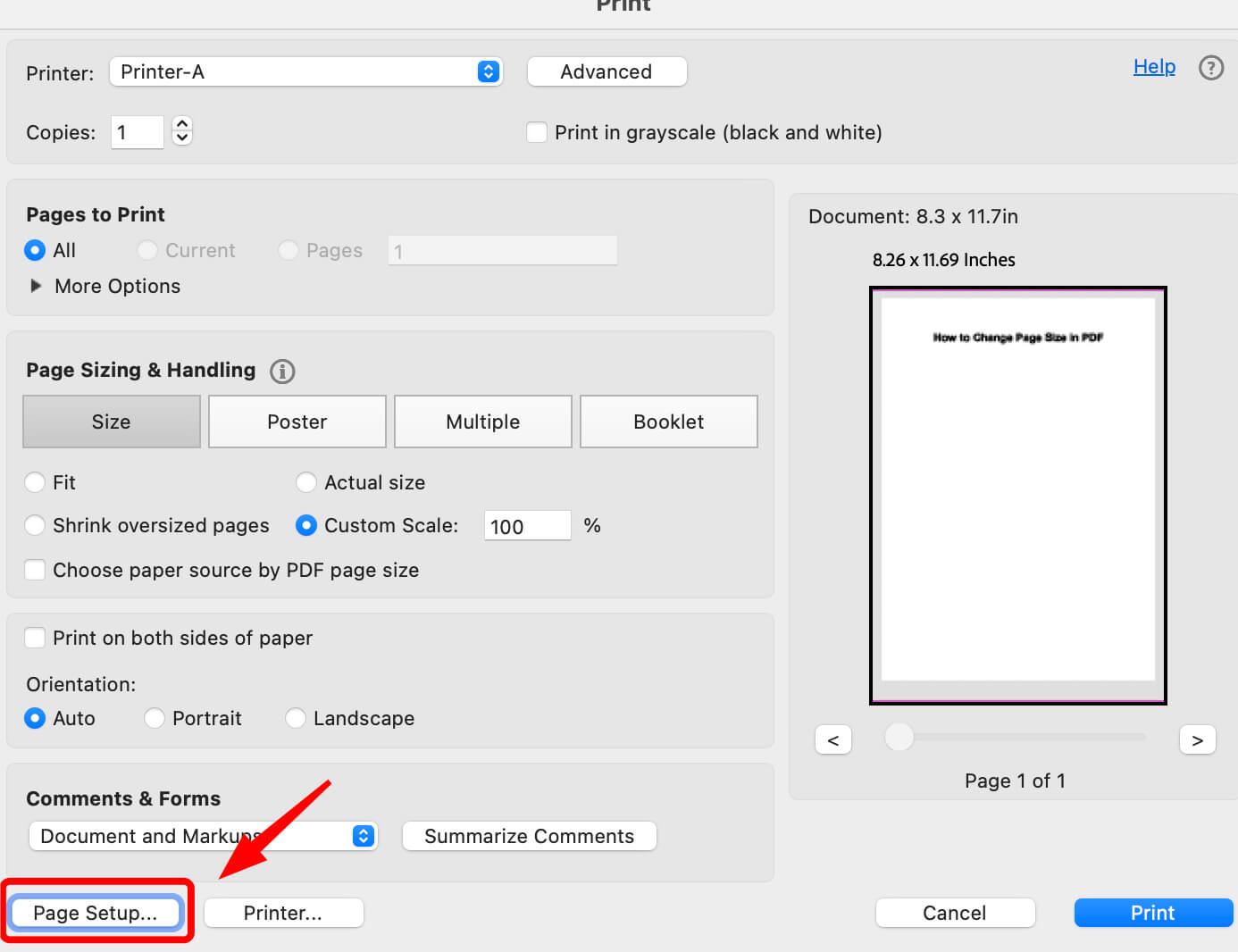 Page Setup