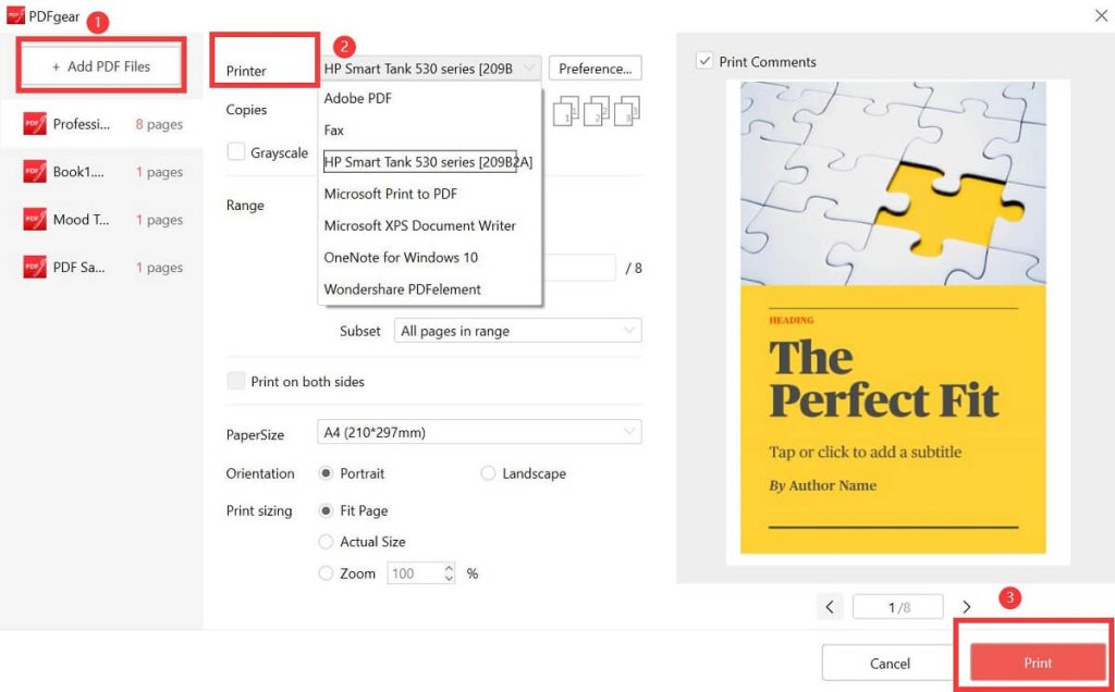 Batch Print PDFs with PDFgear