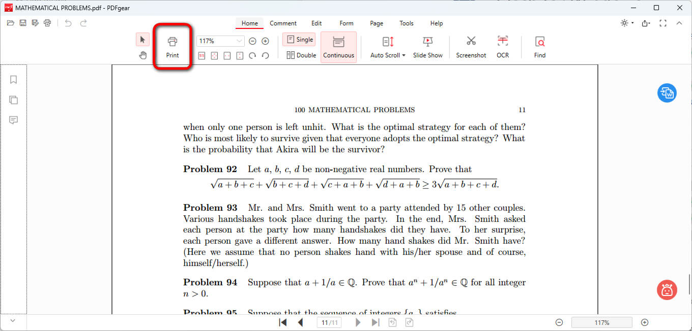 Click Print in PDFgear