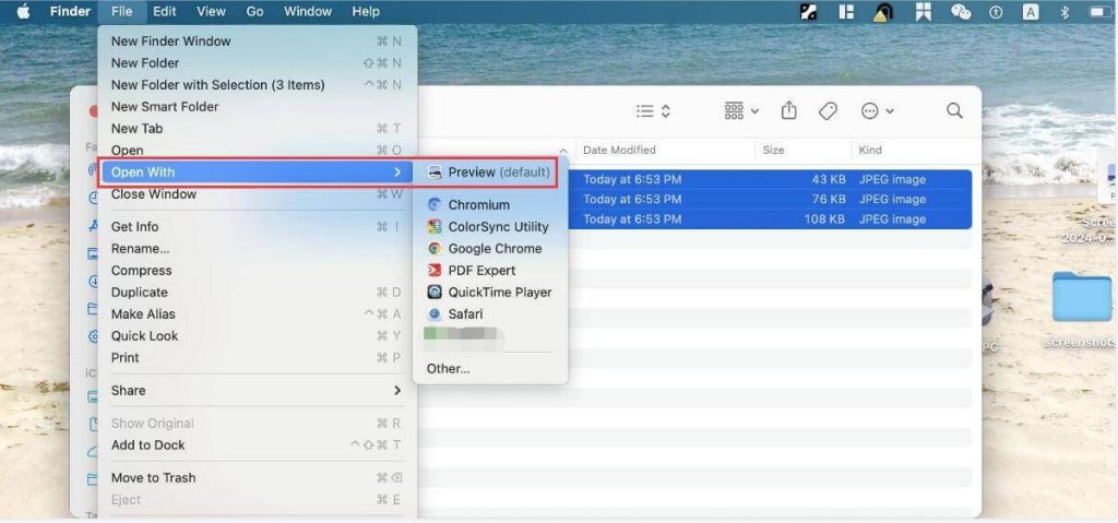 Open Several Images with Preview
