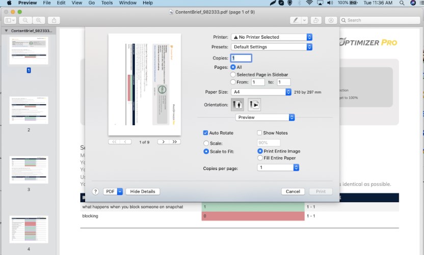 Print PDF on Mac Preview