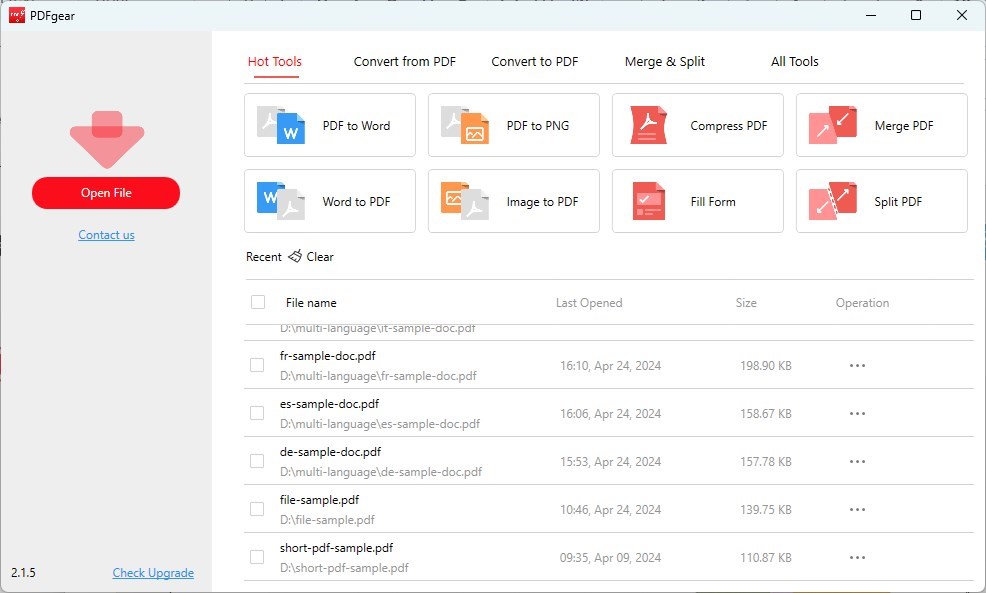Use PDFgear to open a PDF Document