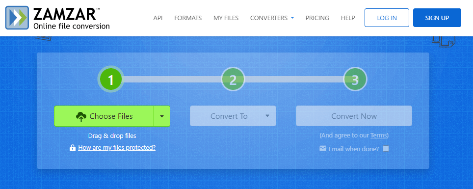 Zamzar – Conversor de Foto em PDF Online de Graça