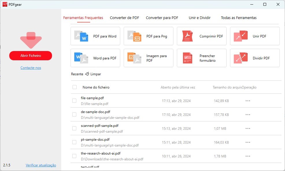 Abrir um PDF no PDFgear