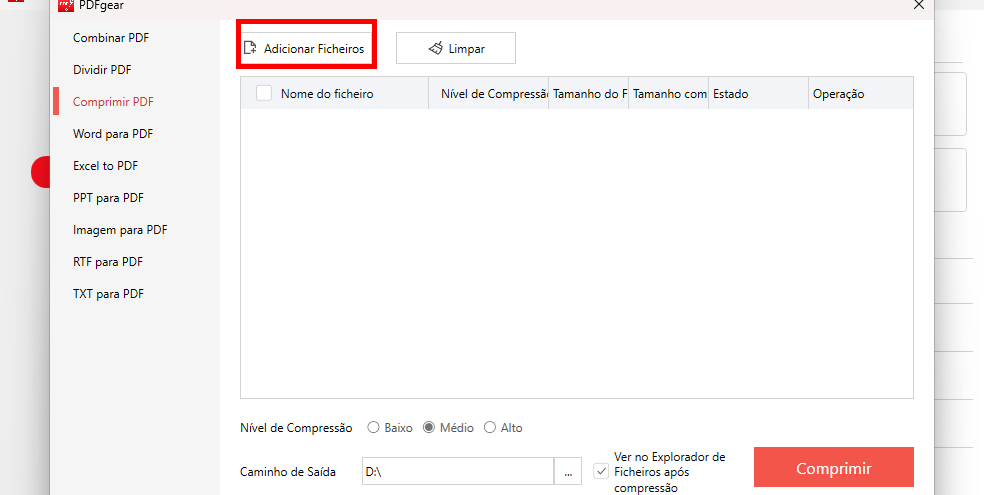 Adicionar Arquivos ao PDFgear