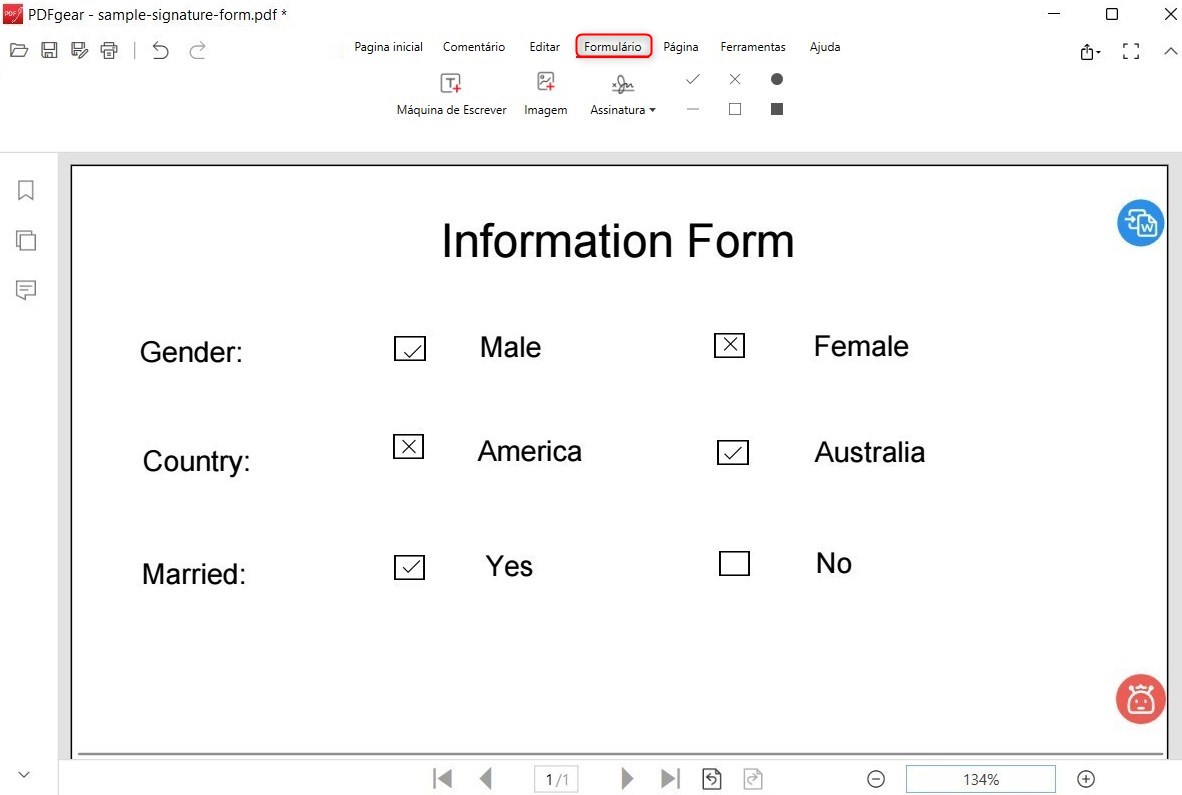Adicionar Caixas de Seleção ao PDF Usando PDFgear