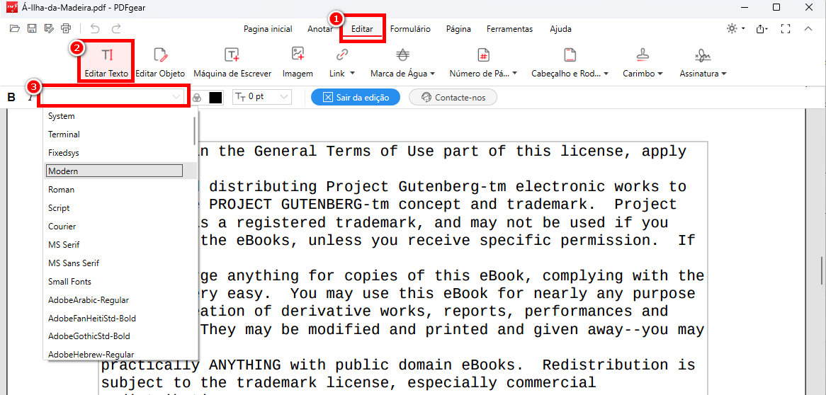 Mudar Fontes de Texto com PDFgear