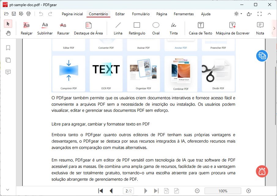 Anotador de PDF do PDFgear