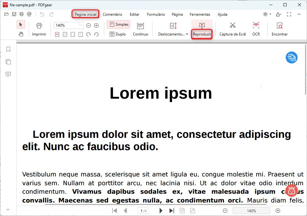 Apresentação de Slides PDF no PDFgear