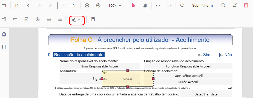 Assinar o Formulário
