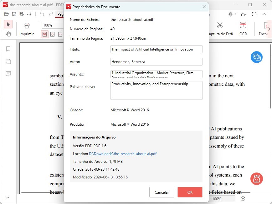 Atualizar Metadados de PDF