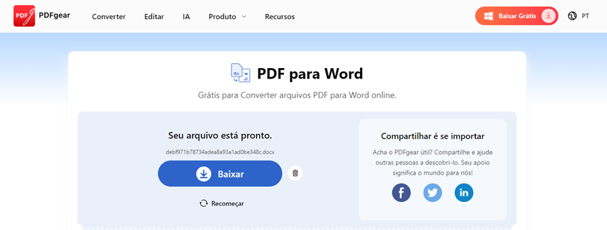 Baixe o arquivo Word convertido de PDF