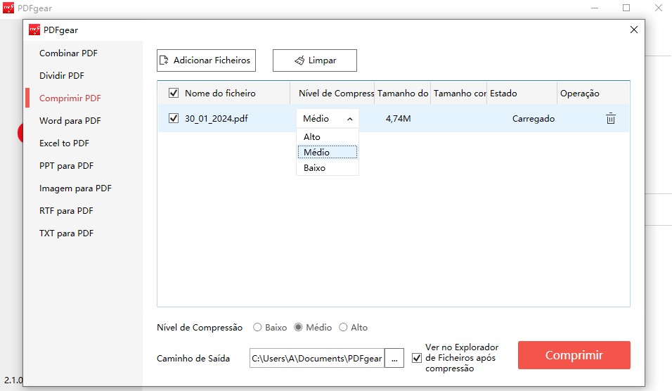 como diminuir o tamanho de um arquivo pdf gratis