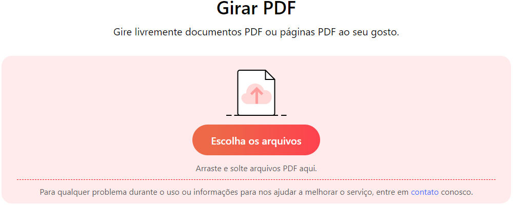 Enviar Arquivos PDF para o Rotacionador de PDF Online da PDFgear